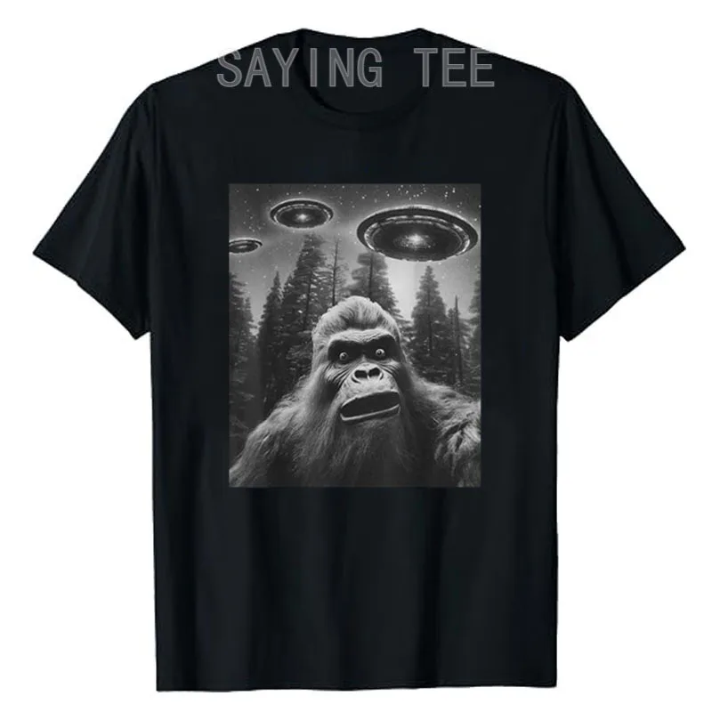 

Bigfoot Sasquatch Alien UFO T-Shirt Funny Graphic Outfits for Men Women Short Sleeve Blouses Cute Saying Tee Gifts Cool Y2k Top