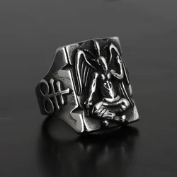 2022 New Gothic Baphomet Ring anello in acciaio inossidabile sigillo di satana pentagramma silil Illuminati anelli gioielli regali per lui