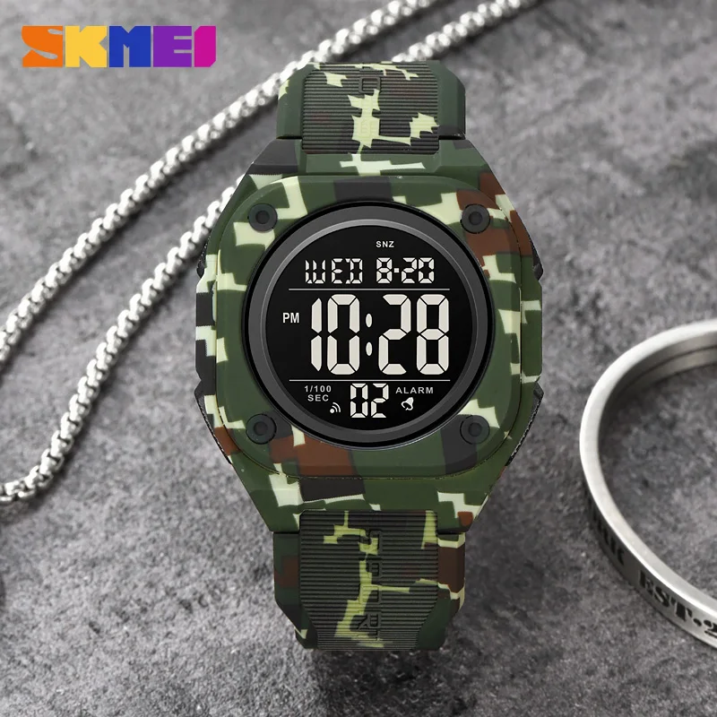 

SKMEI Многофункциональные повседневные электронные часы Секундомер Водонепроницаемые наручные часы со светодиодной подсветкой Цифровые часы с обратным отсчетом для мужчин и женщин