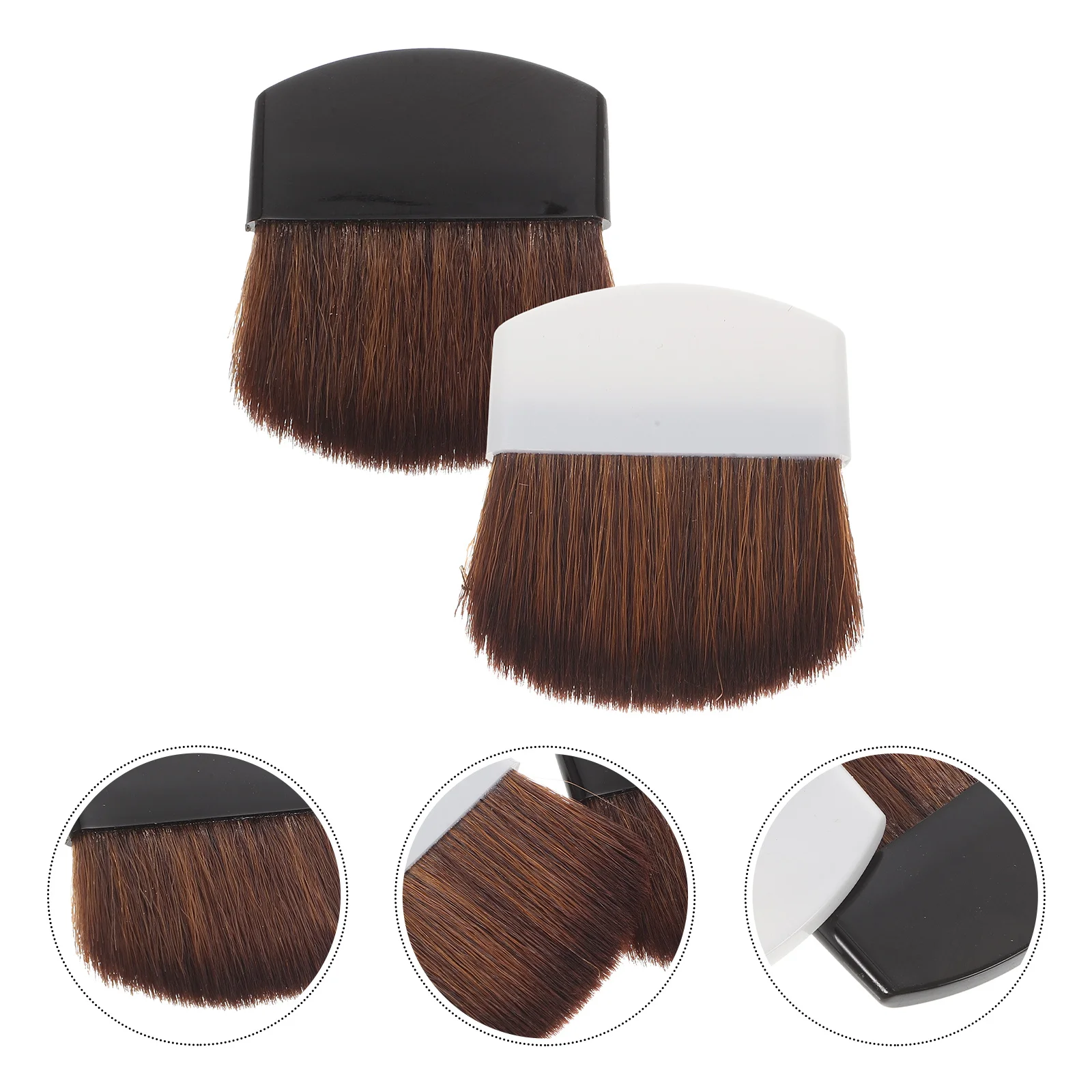 ชุดแปรงแต่งหน้า 2 ชิ้นสำหรับรองพื้นบลัชออนขนแปรงขนม้าที่นุ่มไม่ระคายเคืองพกพาสะดวกเครื่องมือเสริมความงามขนาดกะทัดรัด