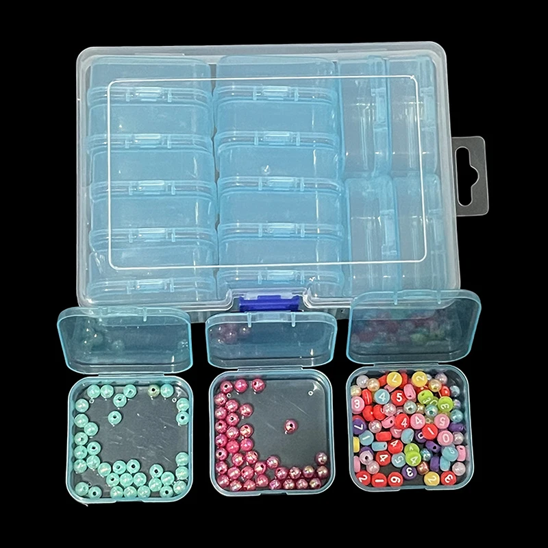 Mini caja de almacenamiento de joyas de plástico, contenedor de píldoras portátil con tapa transparente cuadrada, soporte de joyería, estuche de exhibición de pendientes de embalaje