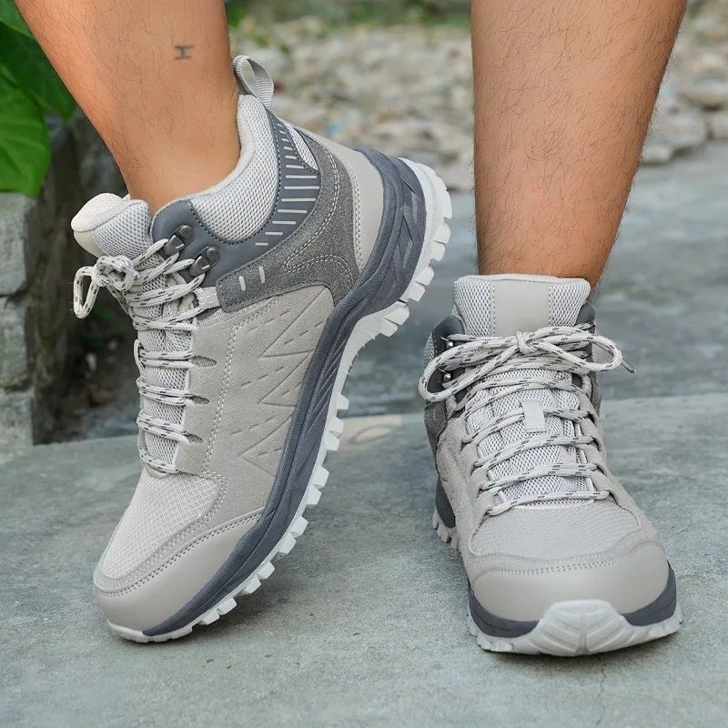 Scarpe da trekking all'aperto da uomo stringate antiscivolo con suola spessa scarpe alte da donna piatte scarpe sportive casual traspiranti da uomo