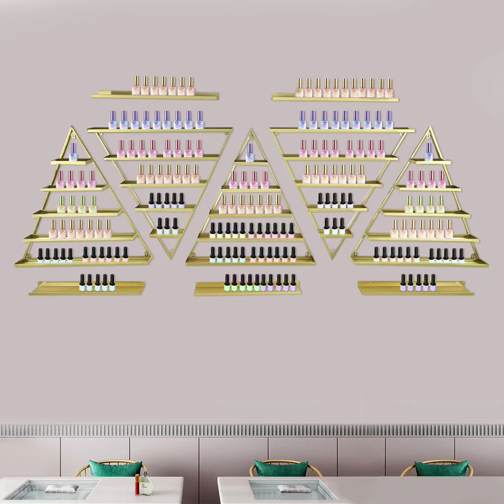 

10X Triangular Nail Polish Racks 5 Tiers Wall-mounted Cosmetics Display Racks