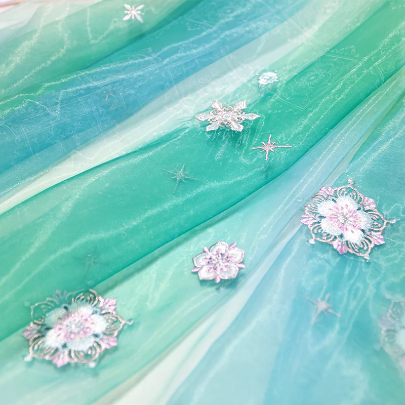 

Chinese Style Heavy Industry Embroidery Fabric Flowing Gradient Chiffon Tulle Fabric DIY Sewing Hanfu Dress Shirts Costume