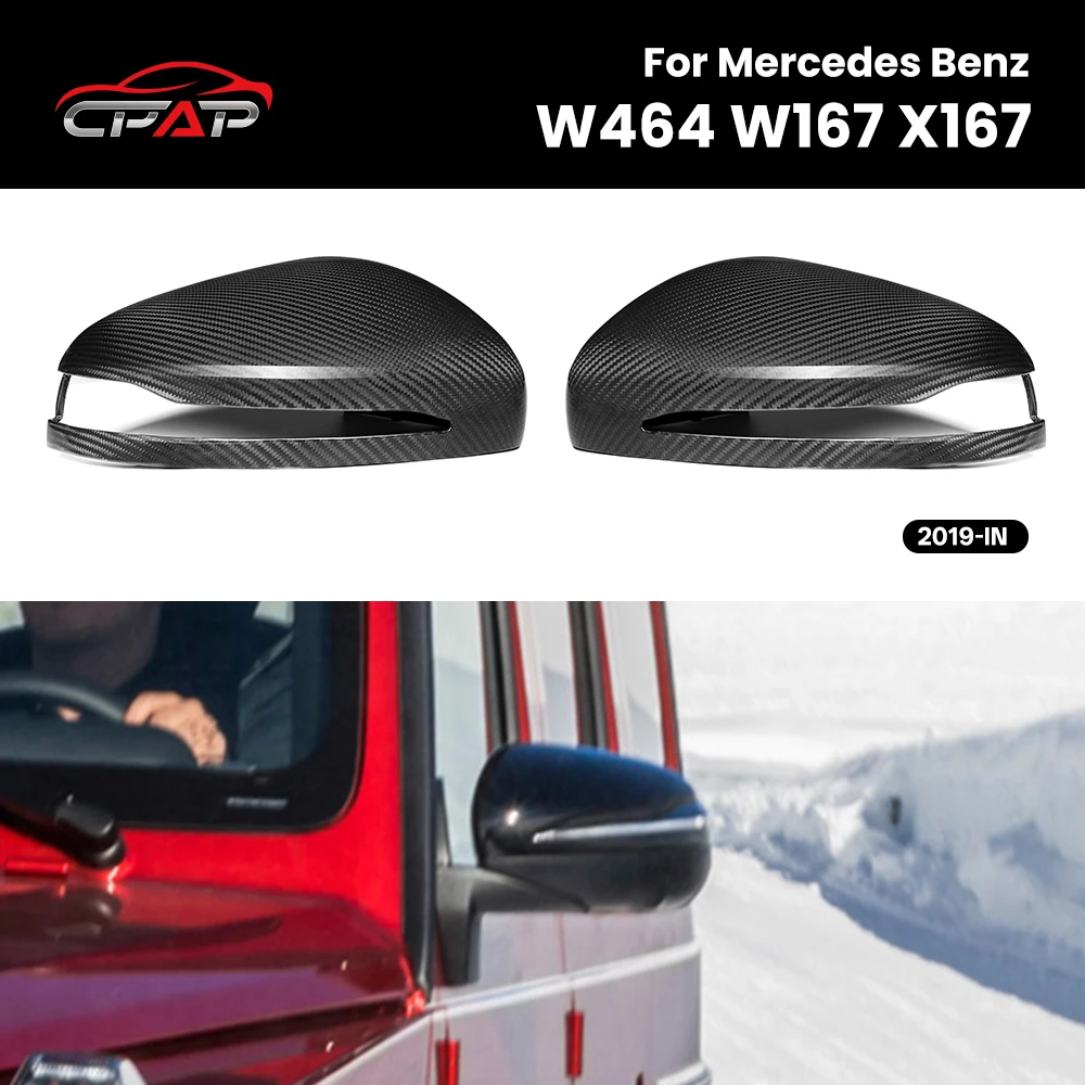 

Car Side Door Real Dry Carbon Fiber Rearview Mirror Cover Caps Accessories For Mercedes Benz W464 W167 X167 OEM Style 2019-IN