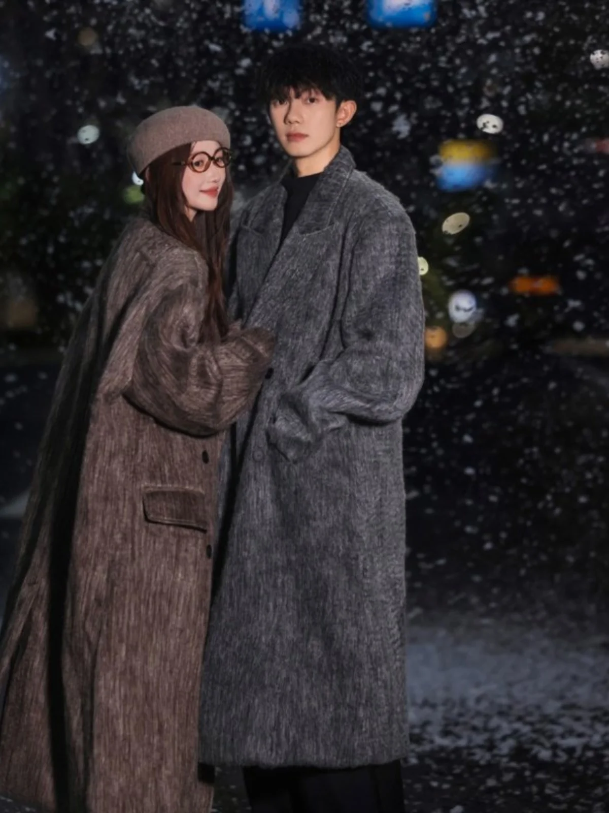 

Korean Sle Men's High-End Woolen Coat Mature Chic Vintage Suit Sle Couple's Mid-Length Velvet Coat Warmth And Sle