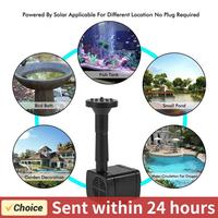 Solar Water Pond Pump Easy Installation with 6 Nozzles Water Pump Powered Panel Kit Decorative Props Portable for Outdoor Garden