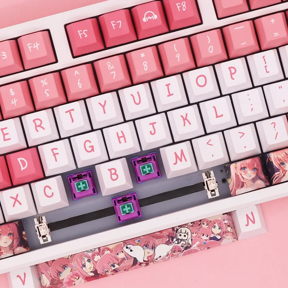 138 keys/Set BOCCHI THE ROCK Hitori Gotoh Anime Gaming PBT Keycaps for Mx Switch MK870 K75 X3 NJ80 DIY Mechanical Keyboard