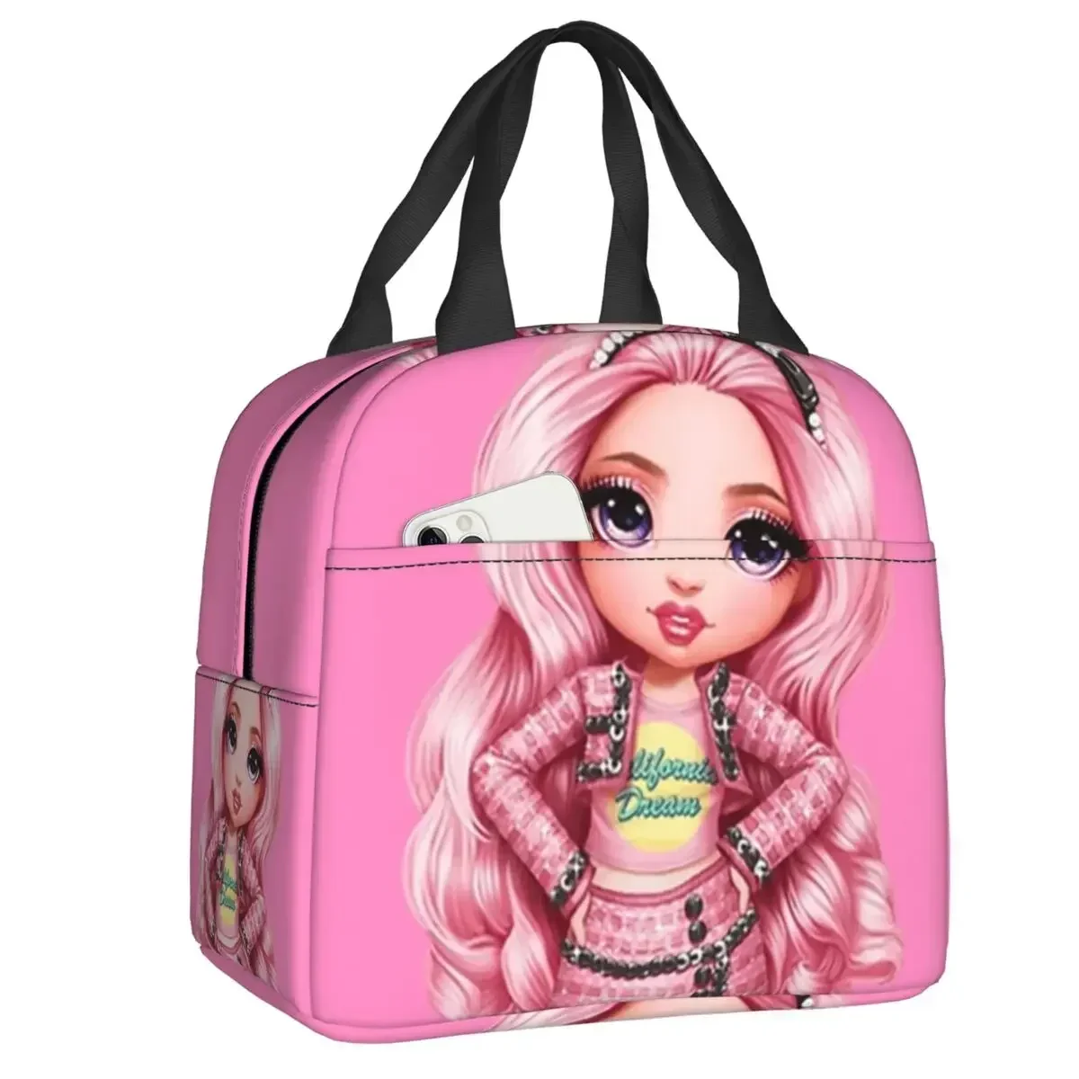 Rainbow High Glitter Dolls Thermal Insulated Lunch Bags Women Resuable Lunch Tote for School Storage Food Box lunchbag