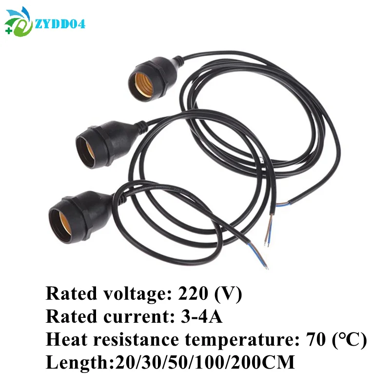 

●1PCS 220V E27 Lamp Holder With 20/30/50/100/200CM Power Cord Socket Industrial Farm Screw String Lamp Connector