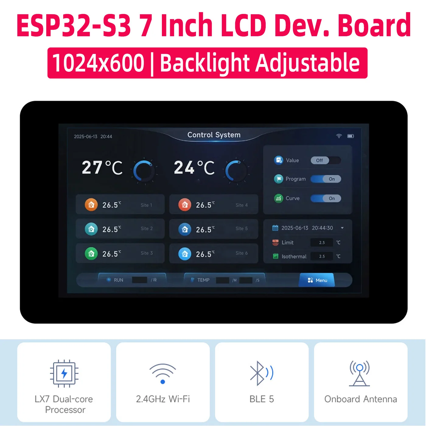 esp32-s3-7-inch-1024x600-display-development-board-240mhz-32-bit-lx7-dual-core-processor-wifi-bluetooth-ble-5-for-hmi-lvgl-gui