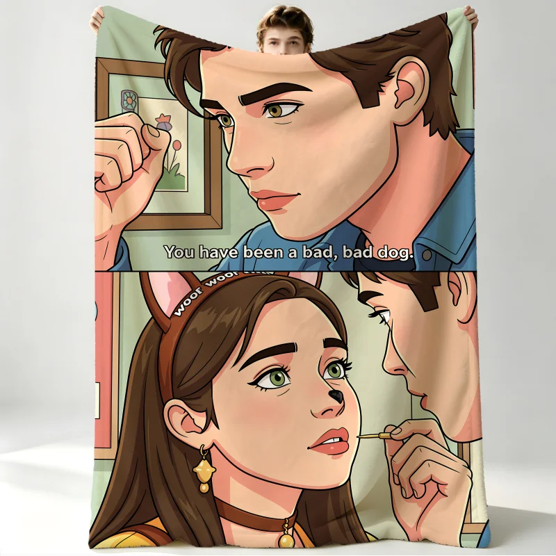 Couverture, couverture en flanelle, couverture cadeau chaude, Euphoria S3 Nate Cassie Woof Woof Bad Bad Dog, décoration pour canapé-lit