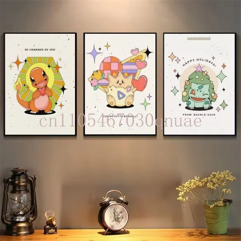 

Classic Anime Figure Pokemon Canvas Painting Comic Poster Bulbasaur Charizard Pikachu Mural Pictures Kids Home Wall Decor Gifts
