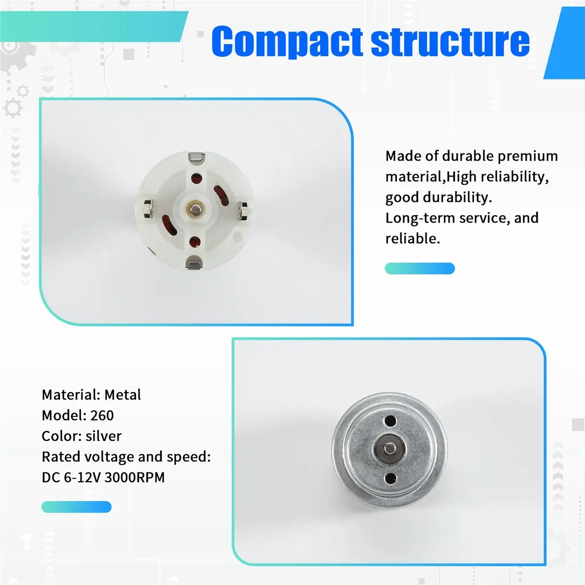 #88U 6-12V 3000 RPM Cylindrical DC Shaft Motor for Smart Cars,metal stepper motor,(metal)