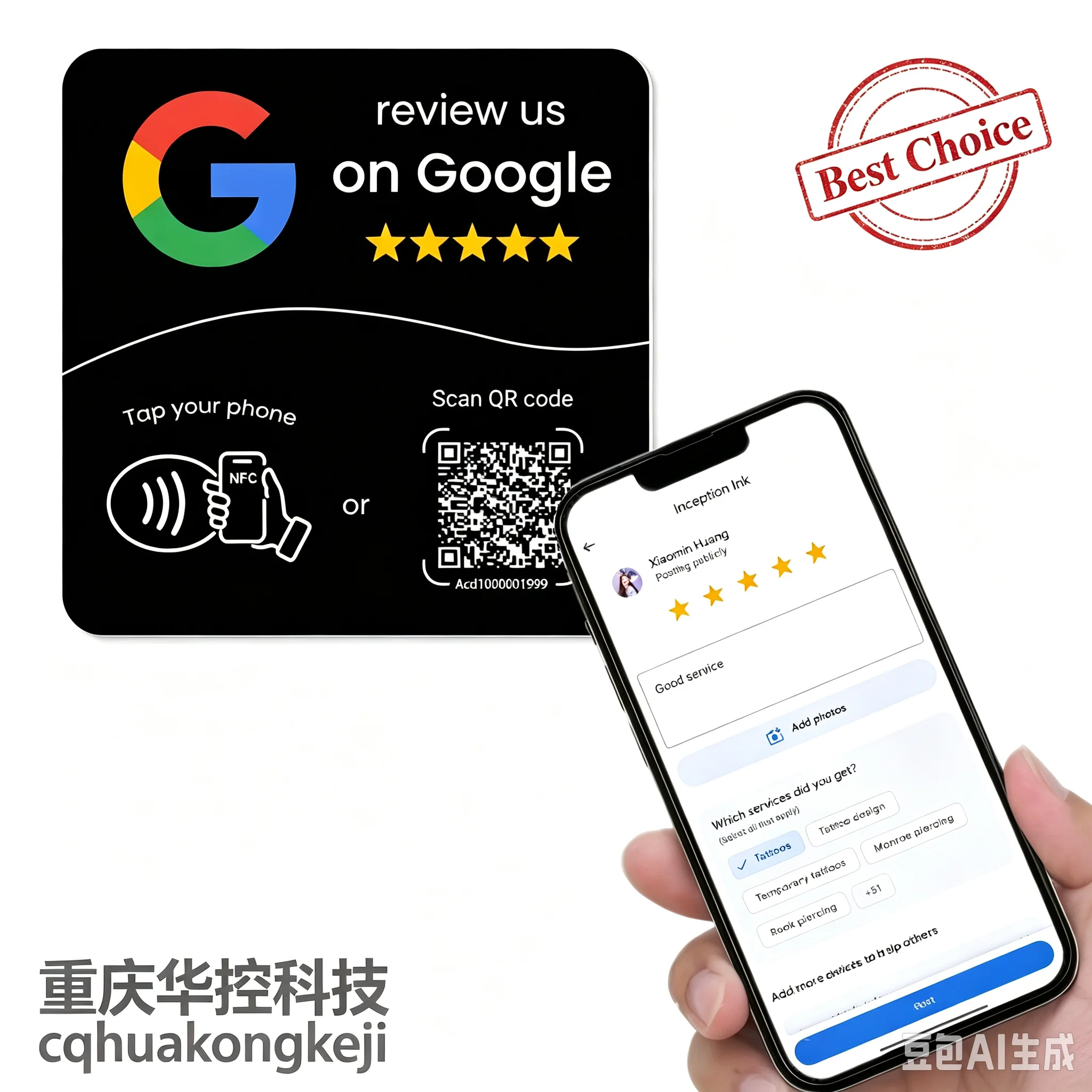Google Review Boost Reviews Reusable Google Review Tap Card Stand & QR Code Stand No App No SubscriptionAndroid & iPhone C