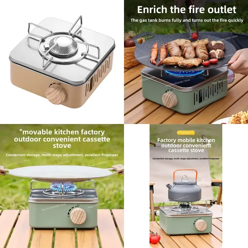 Kompakter Butan-Campingkocher - Outdoor-Picknick-Wanderausrüstung mit Windschutz-Design Schnell Kochender Gasbrenner
