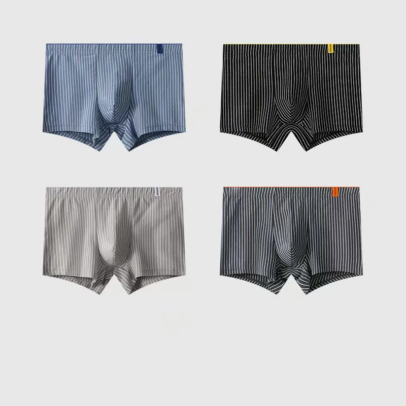4PCS Men's underwear - Pure cotton straight-leg pants, all-c