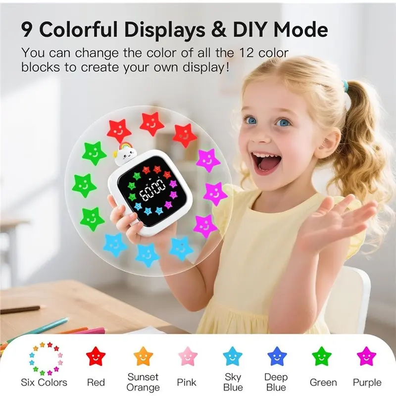 ABUN Digital Visual Timer for Kids, Rechargeable 99-Minute Silent Countdown Timer, Time Management Tool for Study Classroom