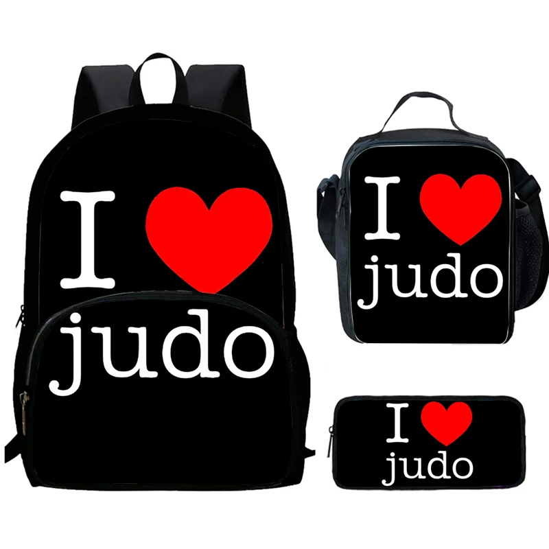 Cartoon Judo Child Backpack with Front Pocket,Lunch Bags,Pencil Bags for Aged 5-10,Kids' Bookbag School Bags for Boys Girls