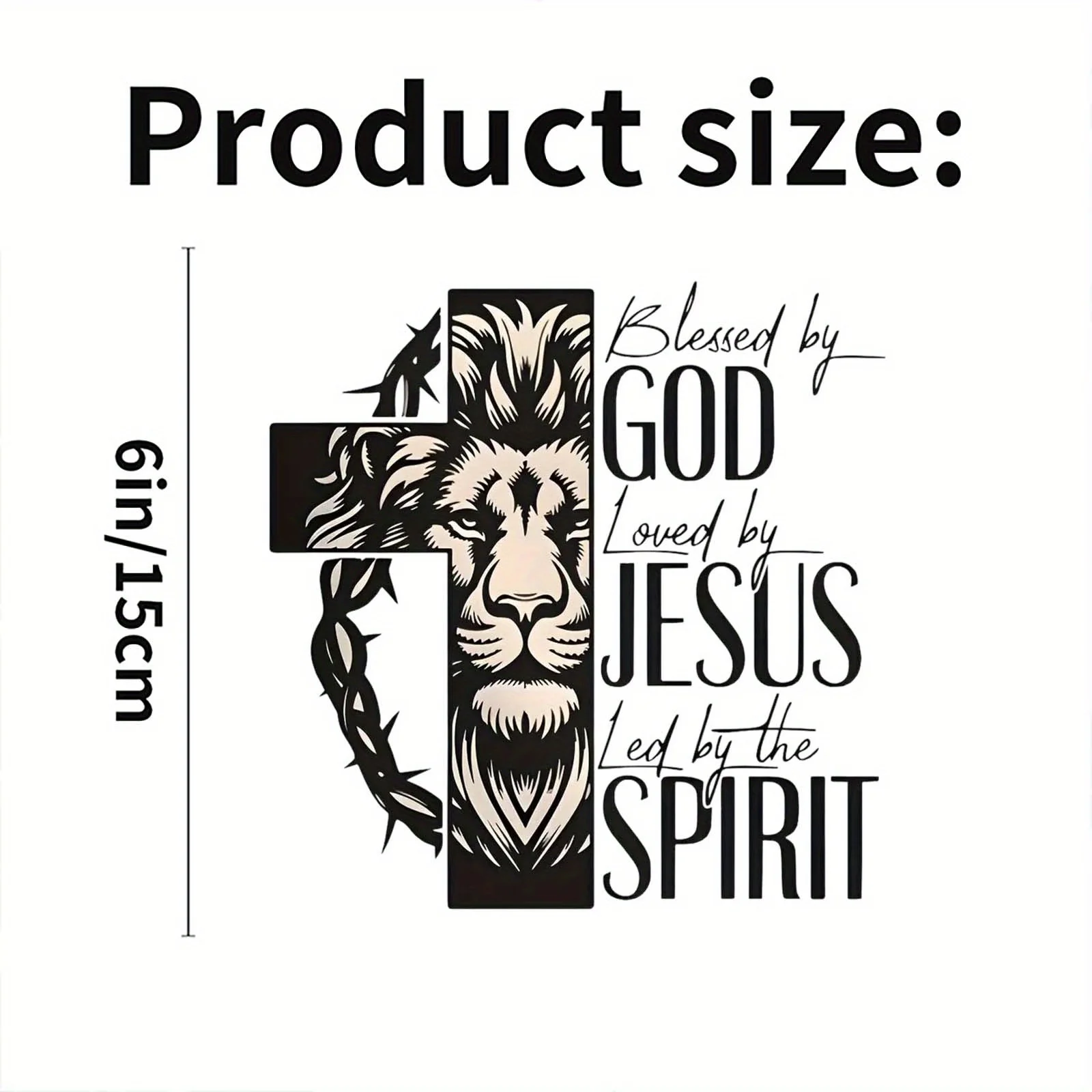 Christian Lion of Judah Cross Sticker 6 Inch, Waterproof Vinyl Decal with Bible Verse for Car Motorcycle Laptop Bumper Decor