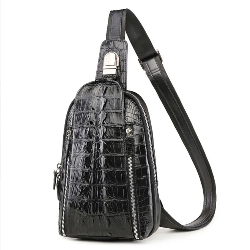 

2025 New Men's Crocodile Leather Chest Bag - Fashionable Crossbody Backpack for Men's Fashion Chest Bag