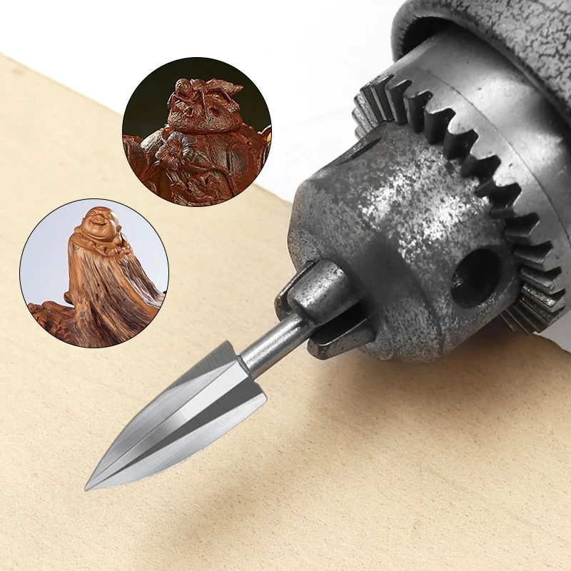 5Pcs Wood Carving and Engraving Drill Bit Set Engraving Drill Accessories Bit and HSS Carbide Wood Milling Burrs for DIY