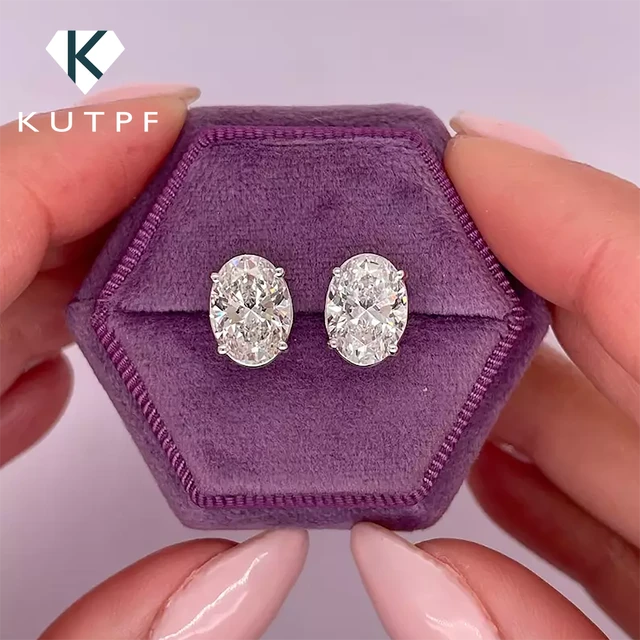 1 2 Carat D Color Oval Cut Moissanite Diamond Stud Earrings with GRA Certificates S925 Sterling Silver Ear Studs for Women Men AliExpress