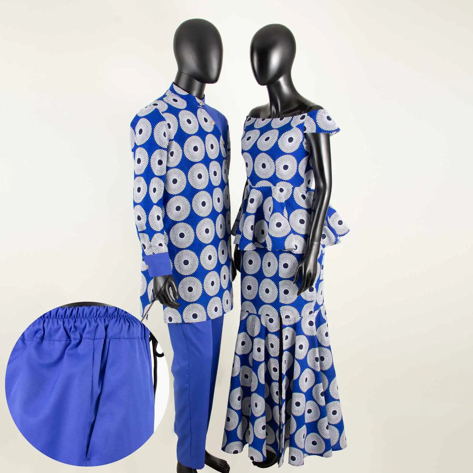 African Suits for Men Dashik Kaftan Top and Pant Sets Matching Couple Outfits Bazin Riche Women Tee and Split Skirt Sets Y23C017