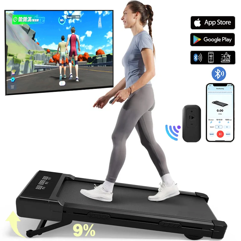 Opvouwbare Loopband 9% Helling 3.8 mph/6 kph Loopbanden voor Thuis Loopbanden LCD Scherm APP Monitoring 3.0 pk Motor Oefening Machine - afbeelding 2