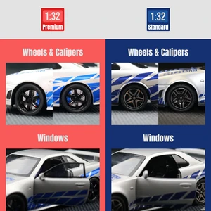 Nissan Skyline JDM toy car model for children, diecast vehicle, light miniature and sound, Pull Back collection, boy gift, 1:32, gtr r34 12 Main Miniature Carrier Sales - №8