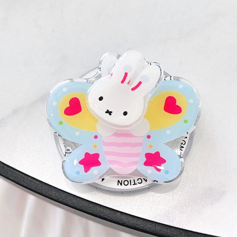 Cute Miffy Rabbit Rotating MagSafe Magnetic Lazy Holder with Airbag Telescopic Design Portable Foldable Phone Stand Trendy Gifts