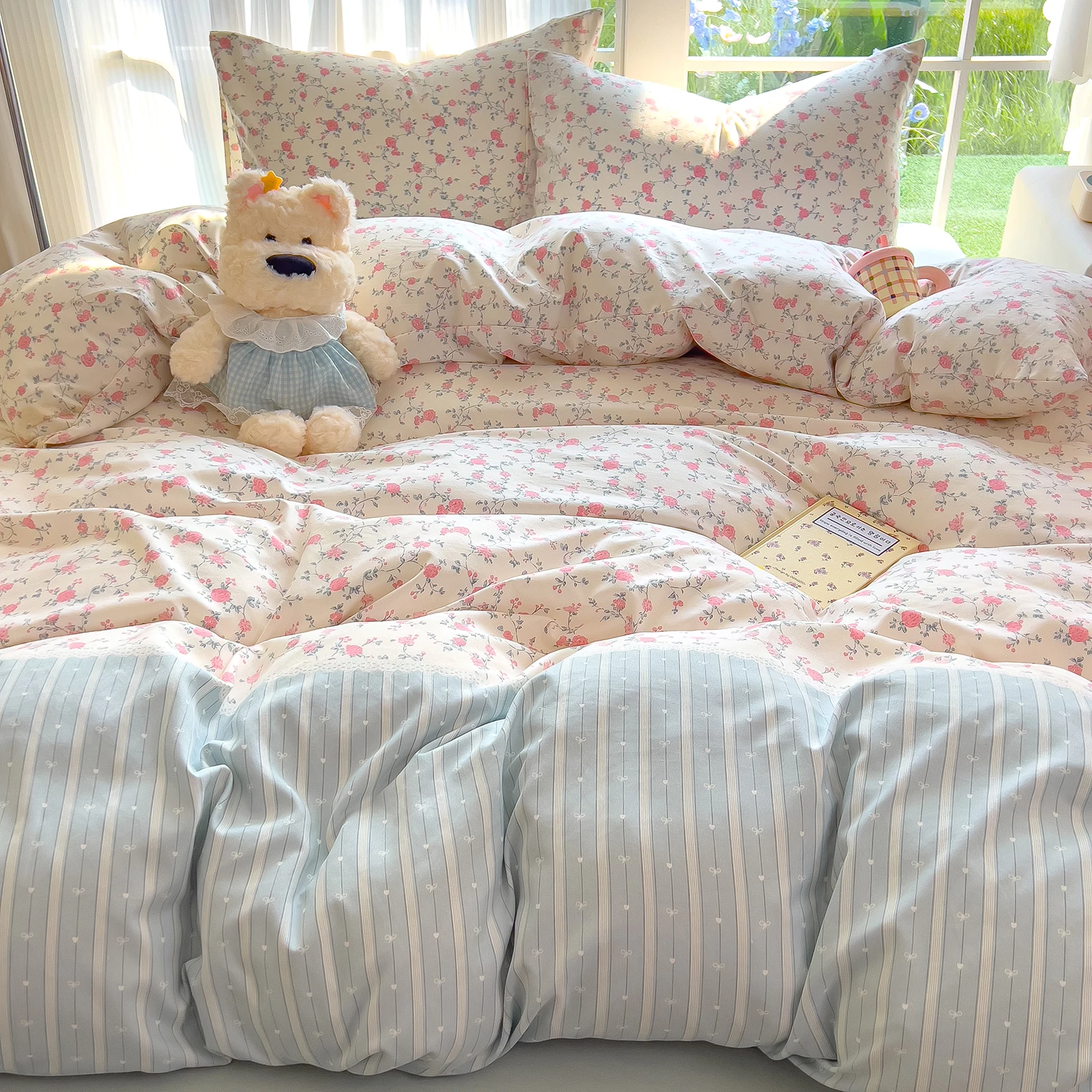 Bonenjoy Printed Bedding Set Adults Kids Room Bedclothes Soft Bedsheet Set 이불세트 Single/Double/Queen/King Size Bed Linen Sets
