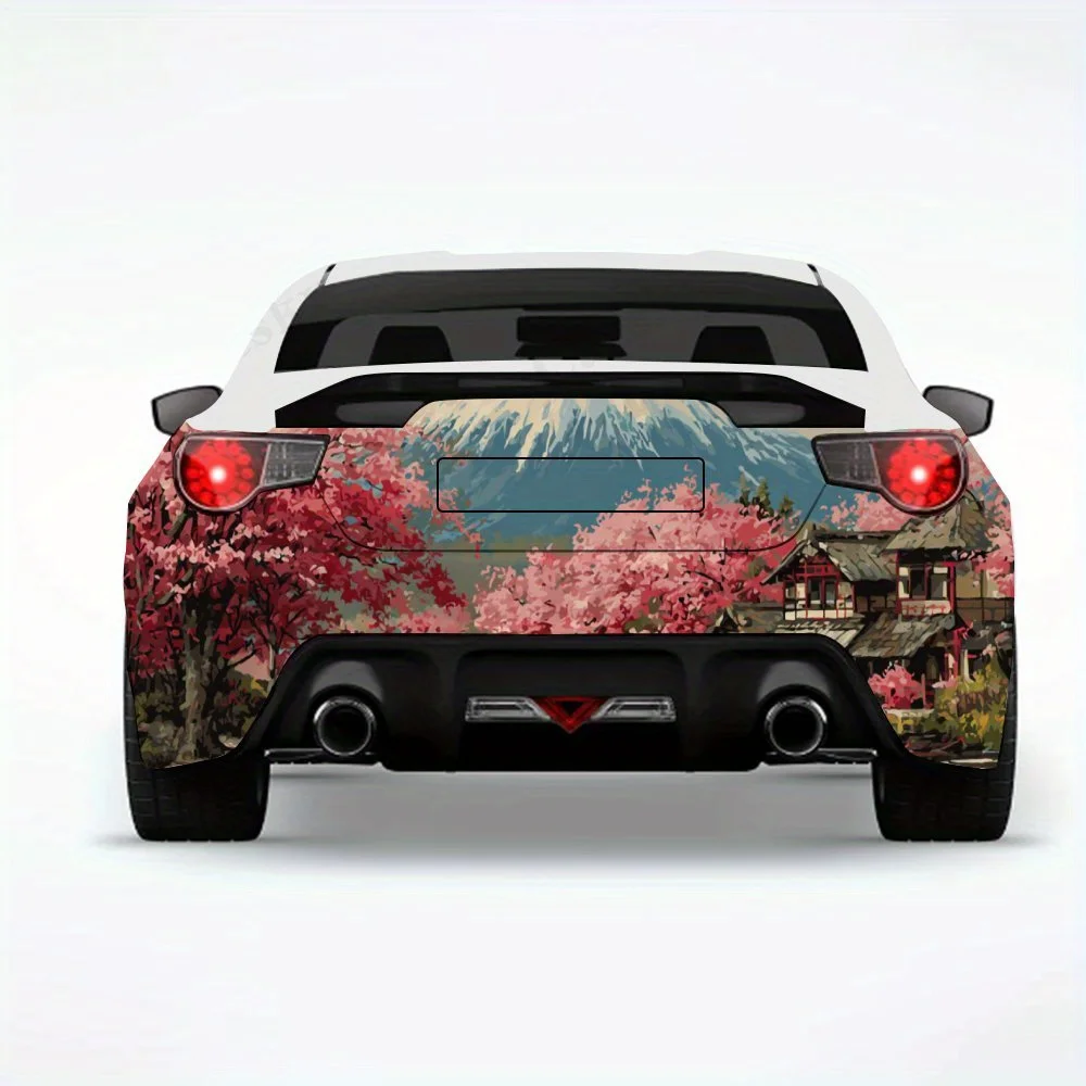 

Mount Fuji with Cherry Blossoms- Vinyl Decal for Car Rear, Waterproof Self-Adhesive Vinyl Stickers for Vehicle Tail and Bumper,