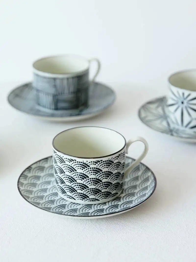 Slightly Flawed Japanese Imported Mino Ware Modern Minimalist Style Coffee Tea One Saucer Gift Box Set Cup
