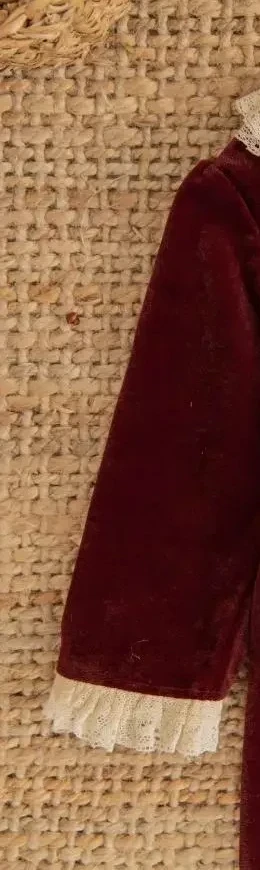 2025 Festive Dress Girl Children's Clothes Kids Princess Vintage Lace Collar Red Velvet Dresses Infants Clothing Spring for Eid #6