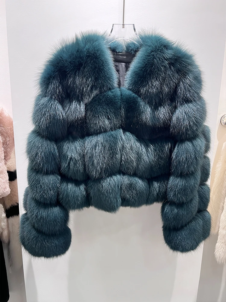 Neue Frauen Winter Echte Natürliche Fuchs Pelzmantel Hohe Qualität Echte Luxus Weibliche Jacke Lange Ärmel Oberbekleidung