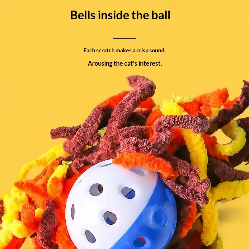 Interactive Cat Yarn Balls with Bell Chewable Pet Play Ball Set Indoor Self Entertainment Toy for Kitten Cats Pet Supplies