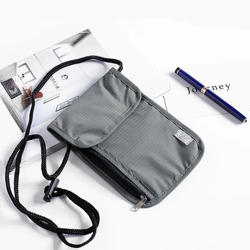 

1 Pcs Waterproof RFID Nylon Storage Bag Travel Document Card Passport Bag Neck Wallet Money Document Card Passport Pouch