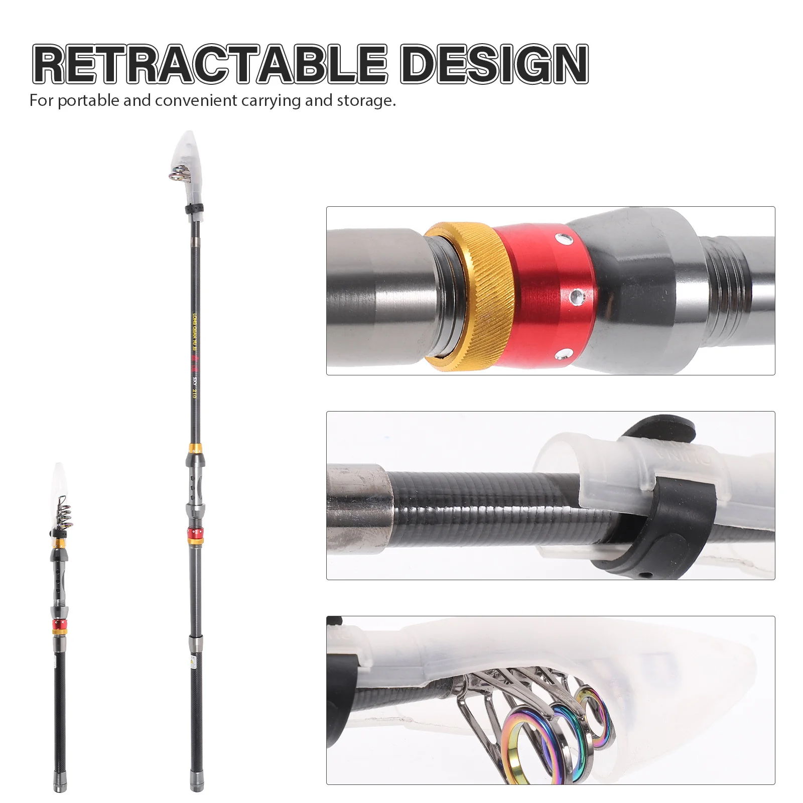 

2.1M Telescopic Fishing Rod Retractable Eva Handle Strong Tension Capacity For Heavy Fish Durable Fishing Pole Anglers Gear