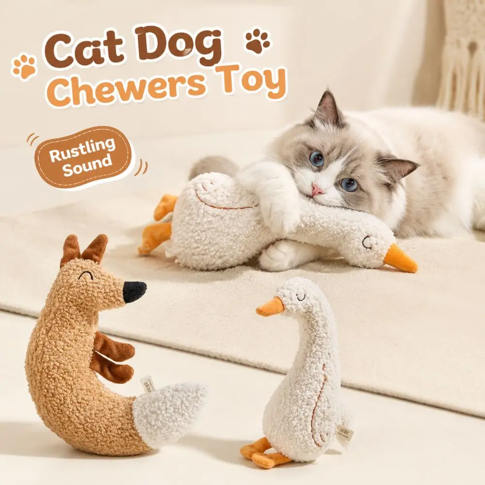 cat suppliDurable Goose Shape Cat Dog Chewers Rustling Sound Pet Teething Amusing Myself Cartoon Cat Interactive Relieve Boredom