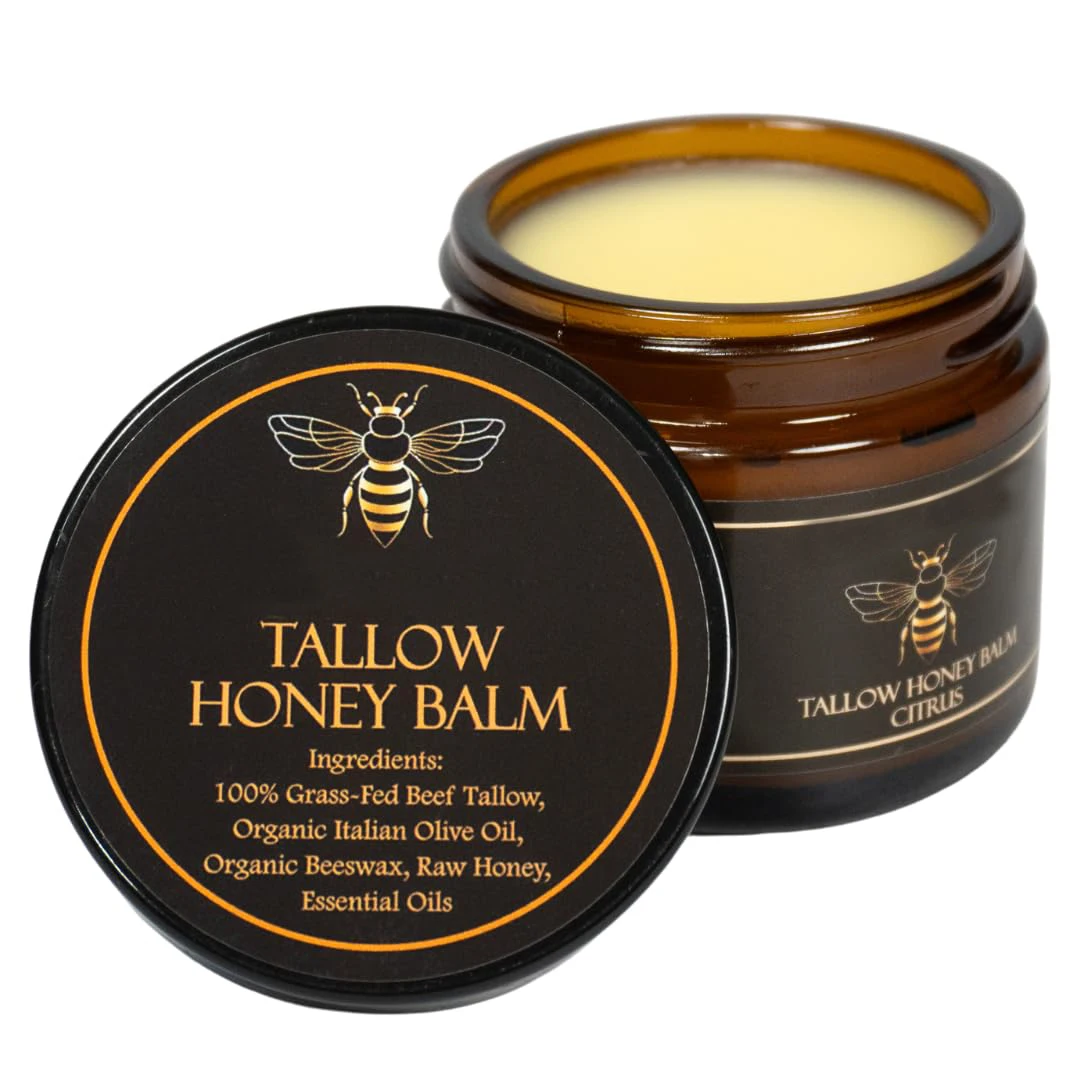 

Organic Raw Honey Mositurizing Cream Grass Fed Beef Tallow Balm for Soft Smooth Skin Handmade All Natural Moistruizer Cream