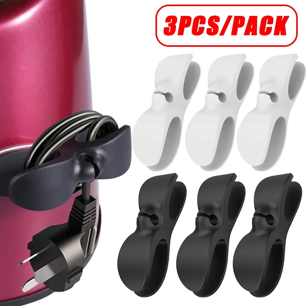 3 pcs Kitchen storage wire plug fixing device, scratch free adhesive, wire management, storage and winding device