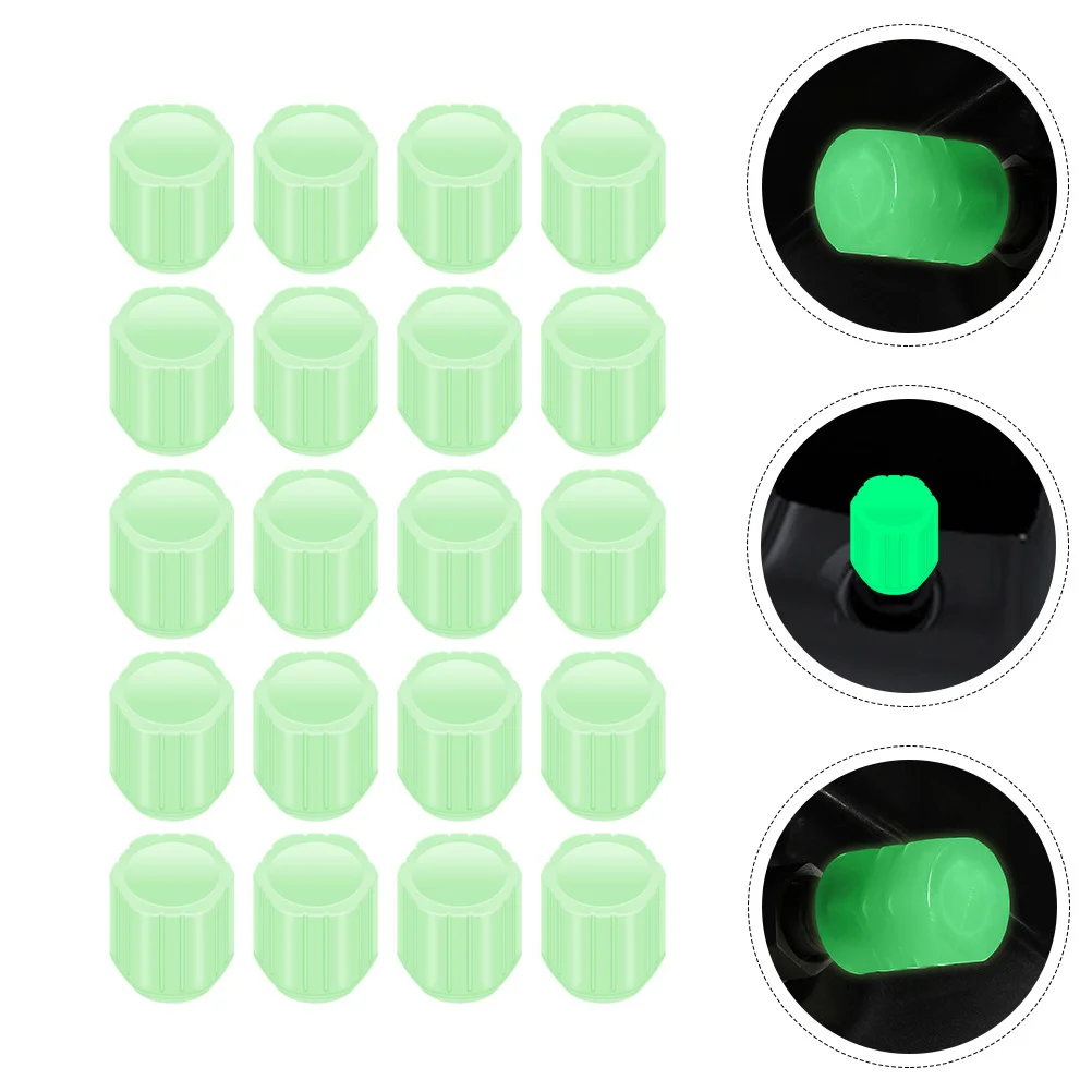 

20 Pcs Tire Valve Cap Luminous Caps Air Nozzle Car Cover Electric Gas Tires Valves Light Green