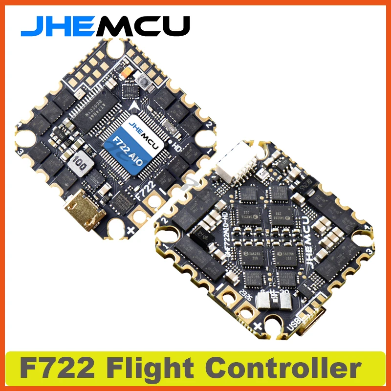 

JHEMCU GHF722AIO-HD F722 Flight Controller STM32F722 W/5V 10V BEC Gebaut-in 40A BLHELI_S 2-6S 4in1 ESC for FPV Racing Drone