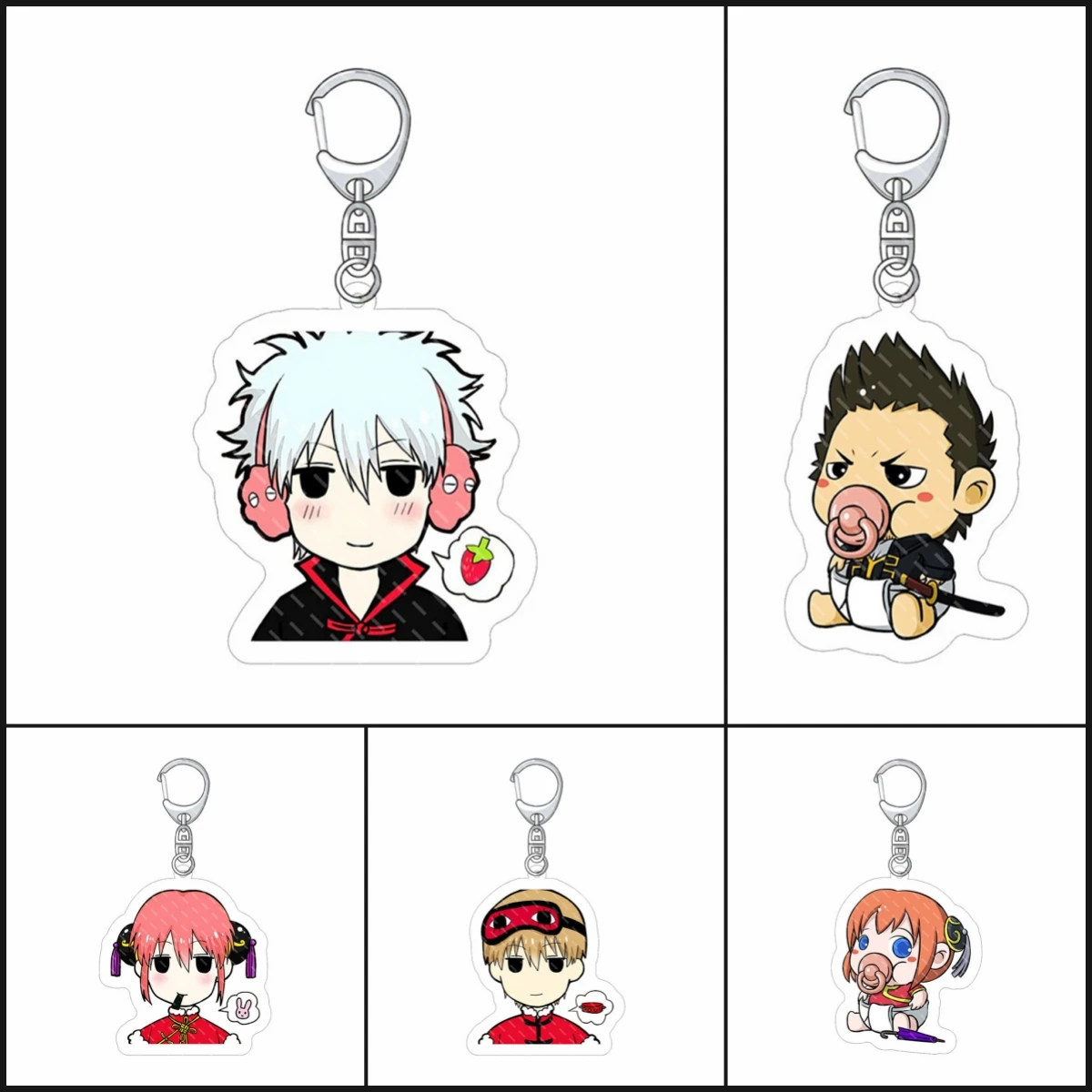 Cute Anime Gintama Keychain Key Chain Pendant Acrylic Accessories Cartoon Keyring Men's Women's Bag Packing Birthday Fans Gifts