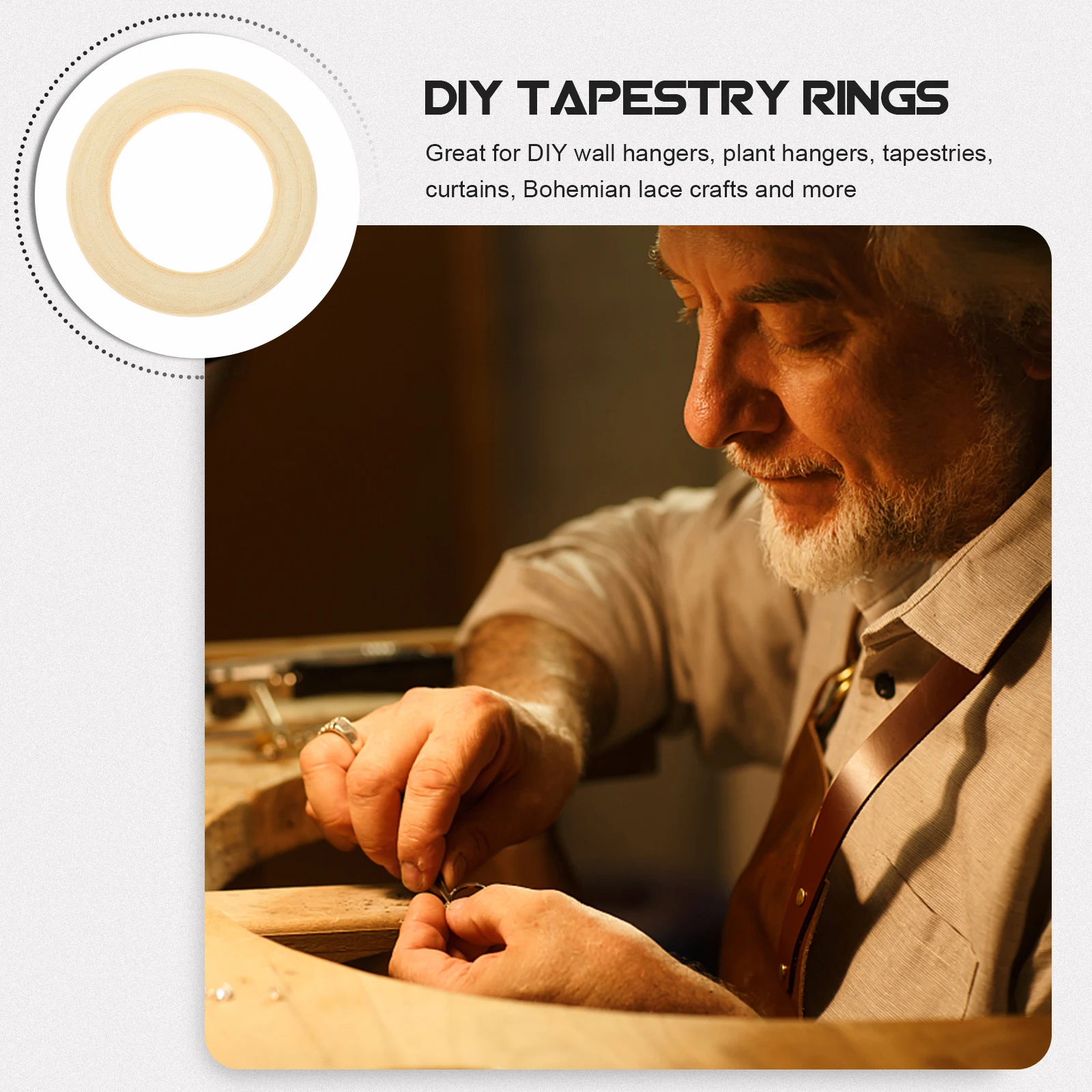 

30pcs Wooden Rings H made DIY Tapestry Decorative Replaceable Macrame Crafts Set Supply Sewing Tools Accessories