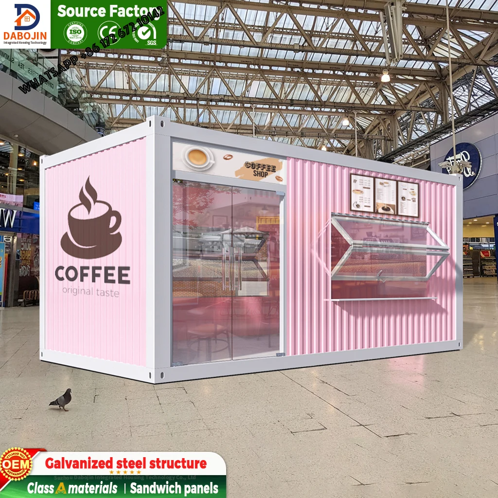 20ft Prefab  Fast Food Mini Mobile Container Coffee Bar House Modern Design Outdoor Container Cafe Home Houses Pop-up Shop