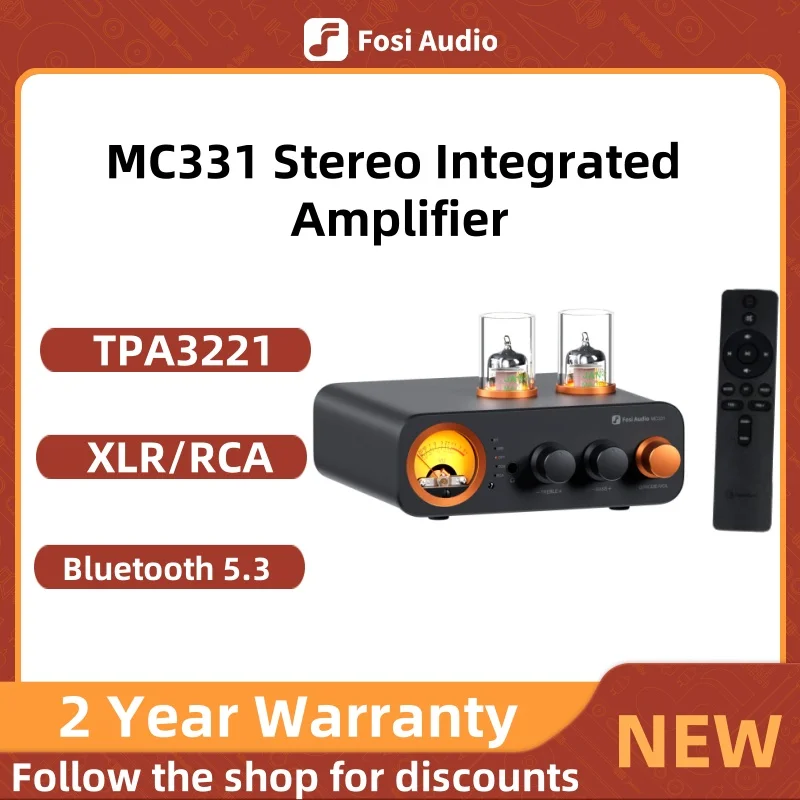 

Fosi Audio MC331 2.0 Channel Bluetooth Stereo Integrated Amplifier with DAC, Mini Audio Power Amp for Passive Speaker