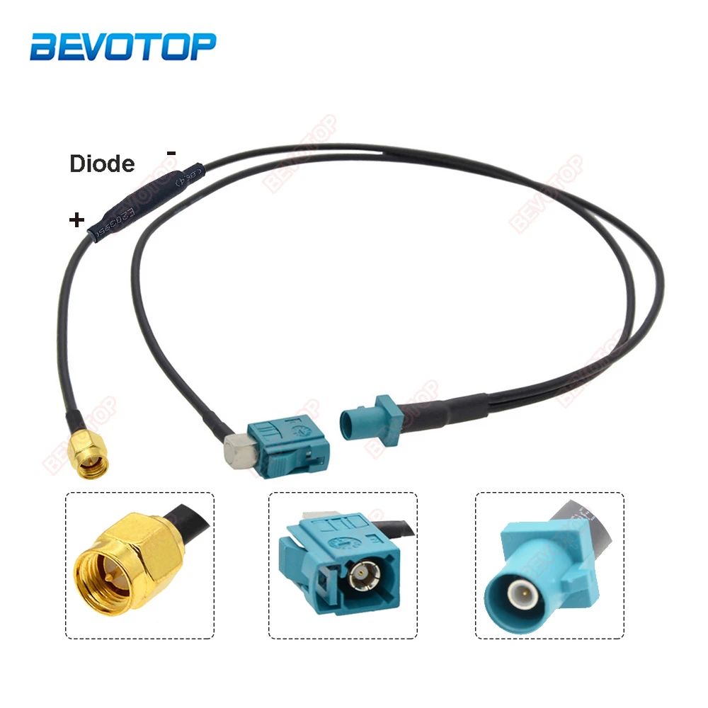 Fakra Z to SMA Male Y Type Splitter Cable With Diode RG174 Pigtail Car Navigation GPS Antenna Extension Cable for Android Device