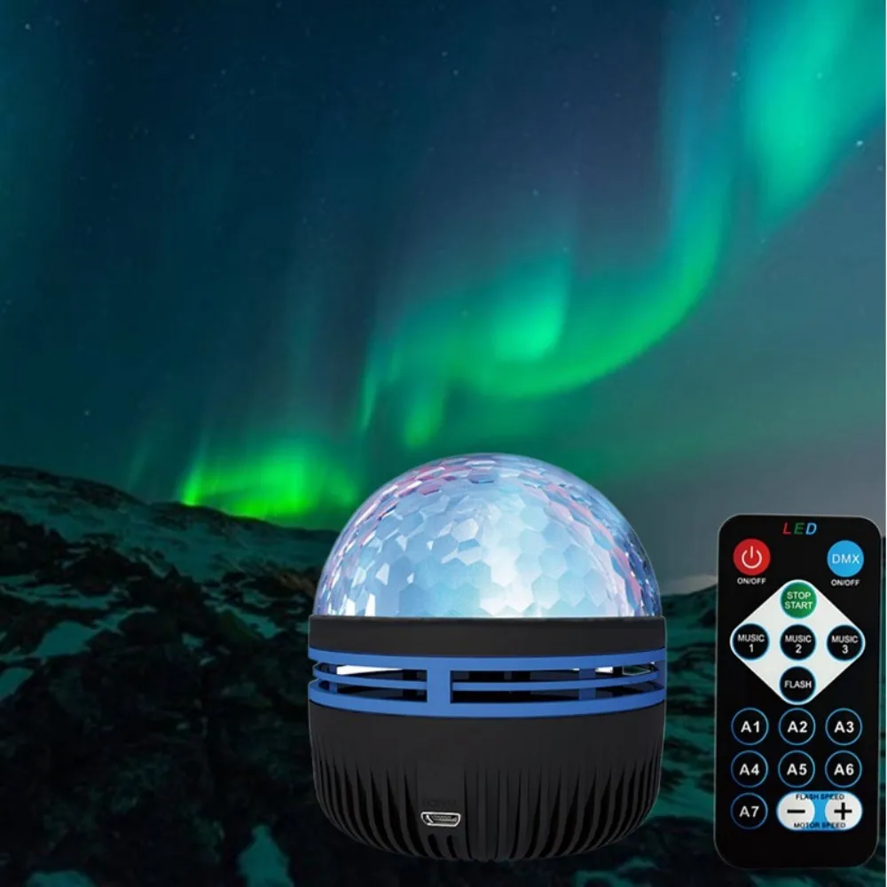 Northern Galaxy Light LED Water Pattern Starry Sky Light Remote Control Aurora Projection Light USB Plug-in Magic Ball Stage KTV